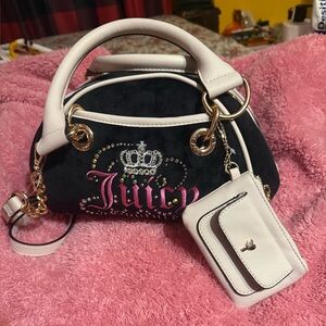 Juicy Couture Black and Cream Satchel with Pouch